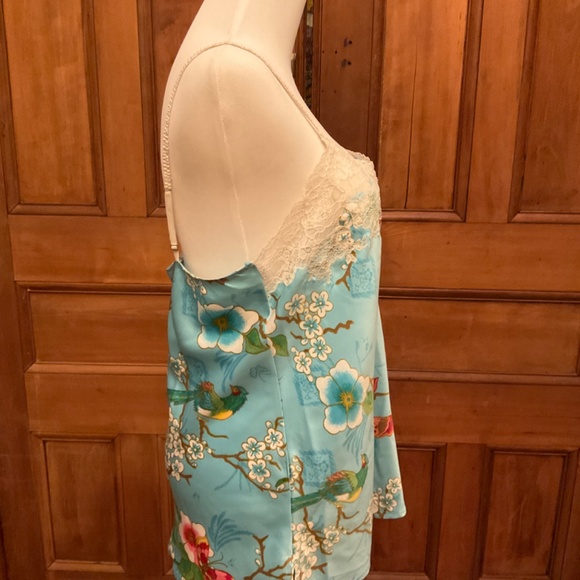 NATORI Light Blue Cherry Blossom satin cami / camisole top - Picture 6 of 9